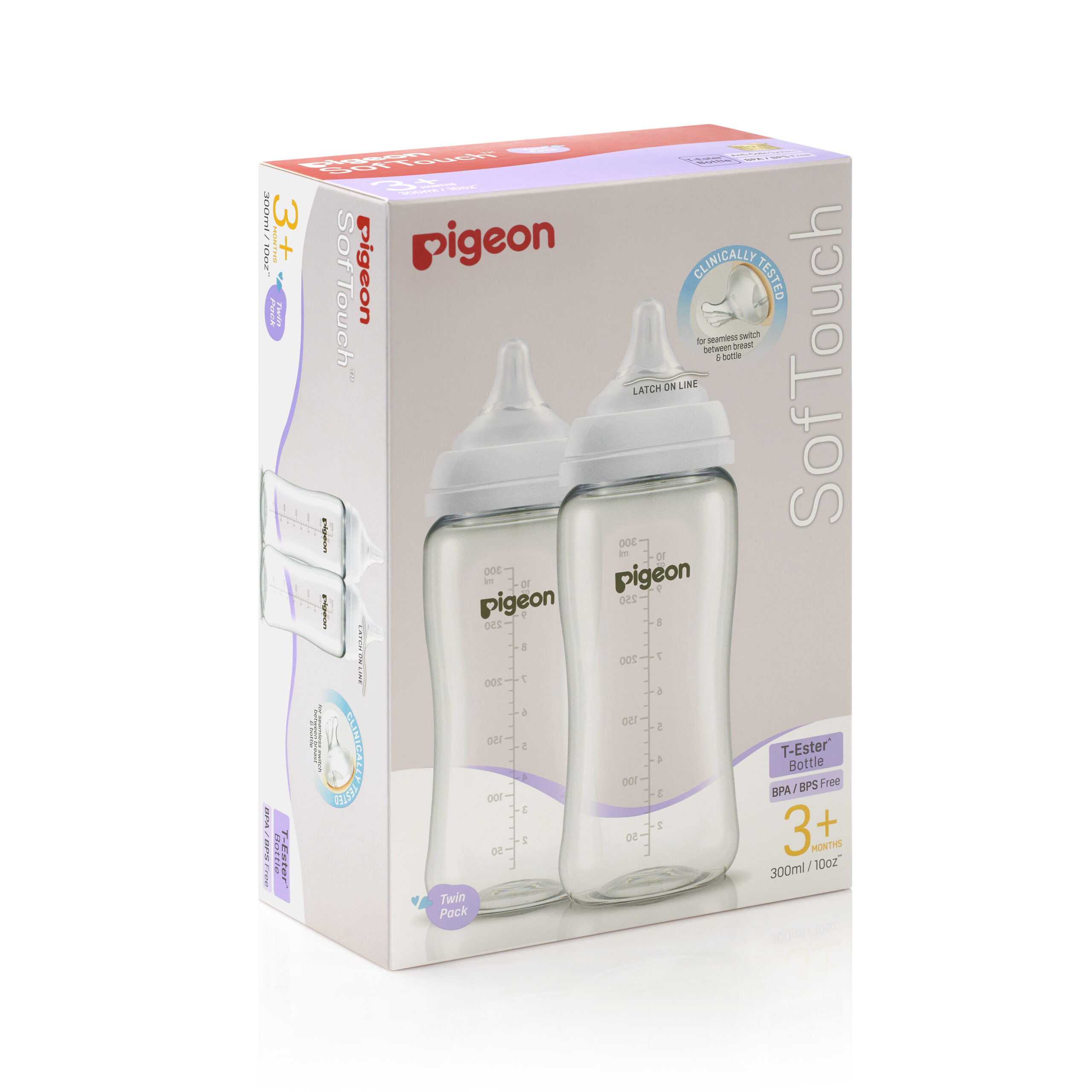 Pigeon SofTouch 3 Nursing Bottle T-Ester 300ml Twin Pack (PG-79447)